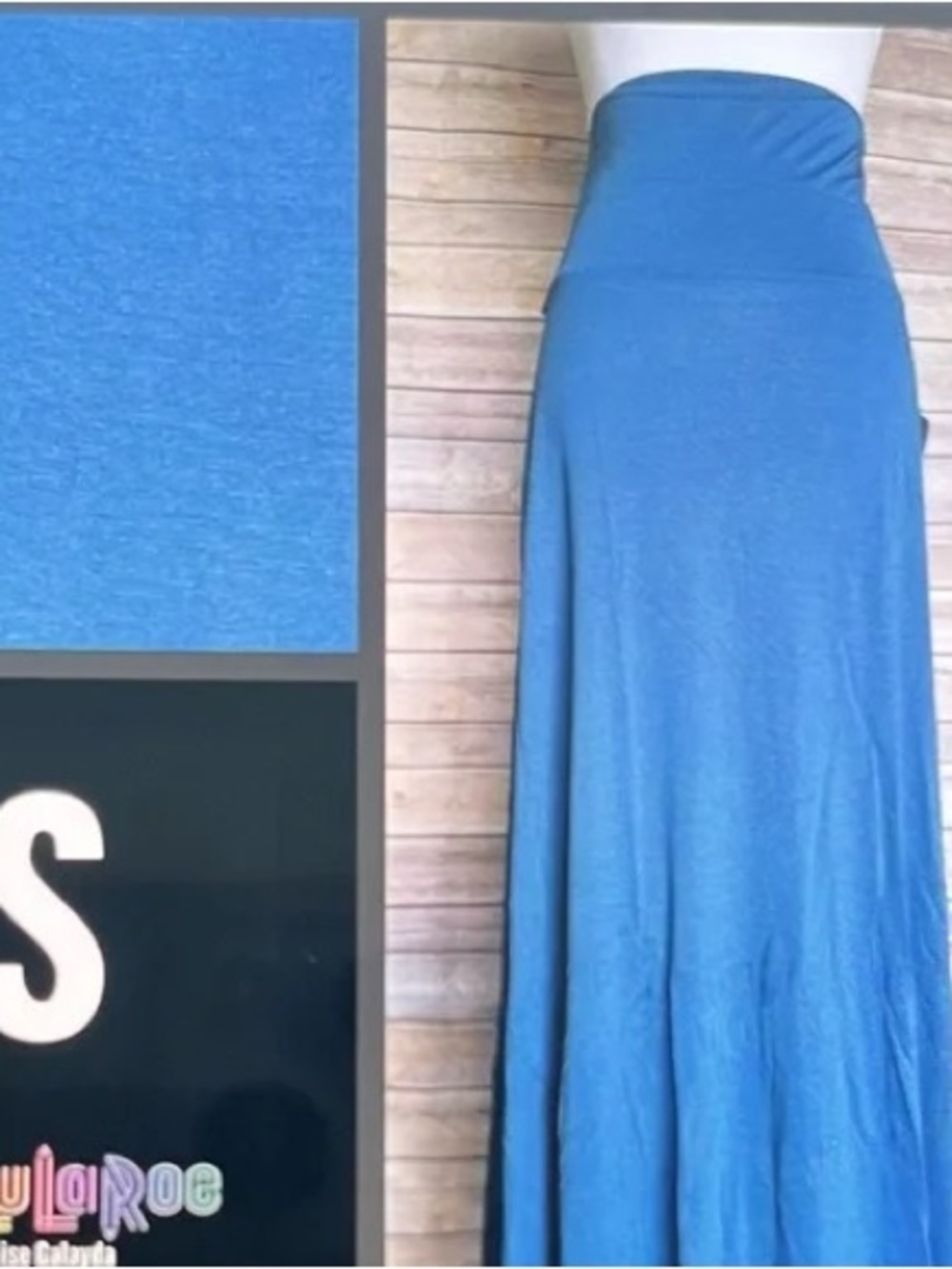 LuLaRoe Royal Blue Maxi Skirt with Fold-Over Waist size xs